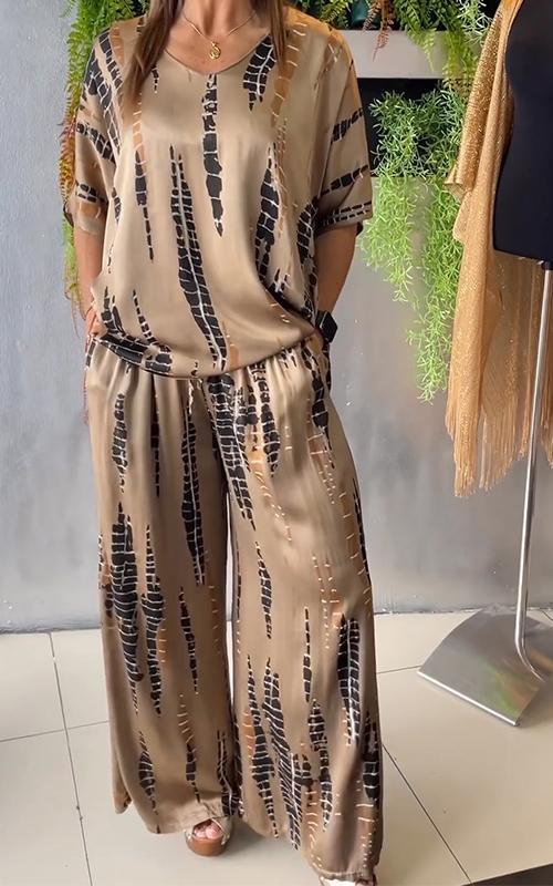 🔥Summer Sale 49% OFF💝Satin Casual Crew Neck Two-piece Suit ✨-8
