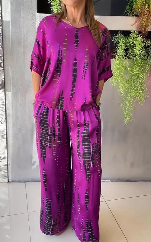 🔥Summer Sale 49% OFF💝Satin Casual Crew Neck Two-piece Suit ✨-5