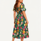 ⏰Summer Hot Sale 70% OFF💃Floral Smocked Square Neck Midi Dress with Pockets
