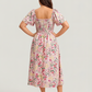 ⏰Summer Hot Sale 70% OFF💃Floral Smocked Square Neck Midi Dress with Pockets