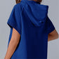 2024 Oversized Casual Half Zip Short Sleeve Pullover Tops with Pockets-4