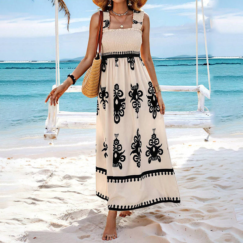 Women’s Summer Print Sleeveless Flowy Long Dress-3