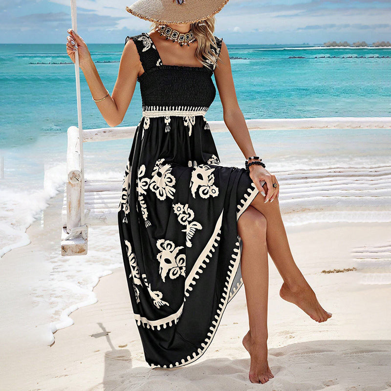 Women’s Summer Print Sleeveless Flowy Long Dress-5