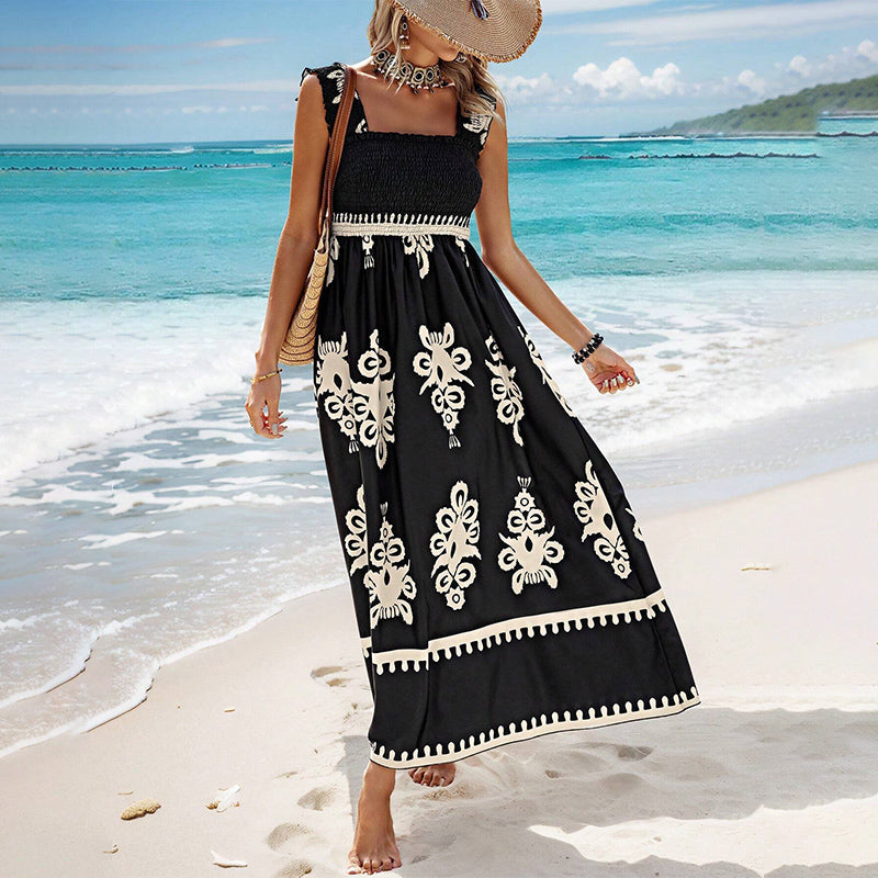 Women’s Summer Print Sleeveless Flowy Long Dress-10
