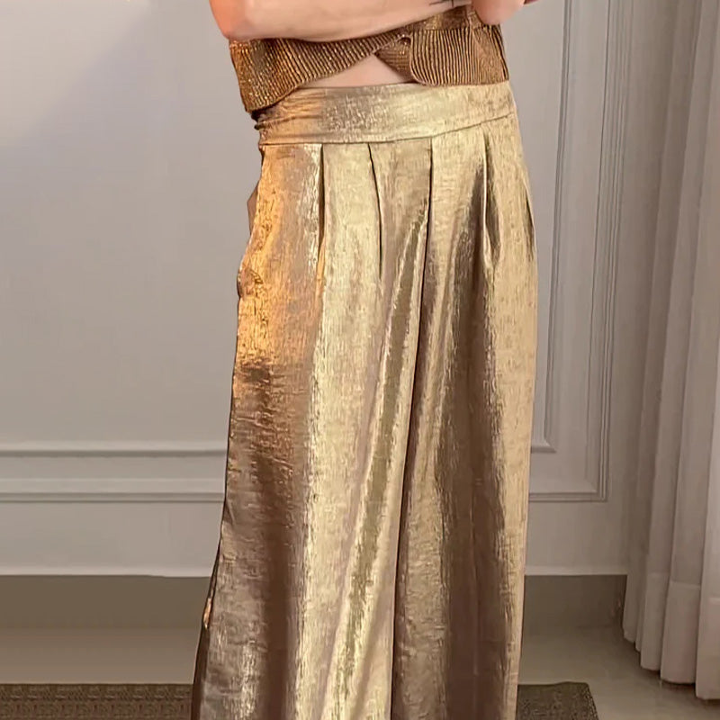 🔥Summer Sale 49% OFF🔥Women's Casual Short-Sleeve Top & Wide-Leg Pants Two-Piece Suit-2