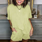 Women's Short-sleeve Ribbed Top and Shorts Set-2