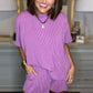 Women's Short-sleeve Ribbed Top and Shorts Set-11