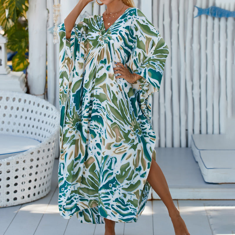 Casual Flowing V-Neck Long Swimsuit Cover Ups-8