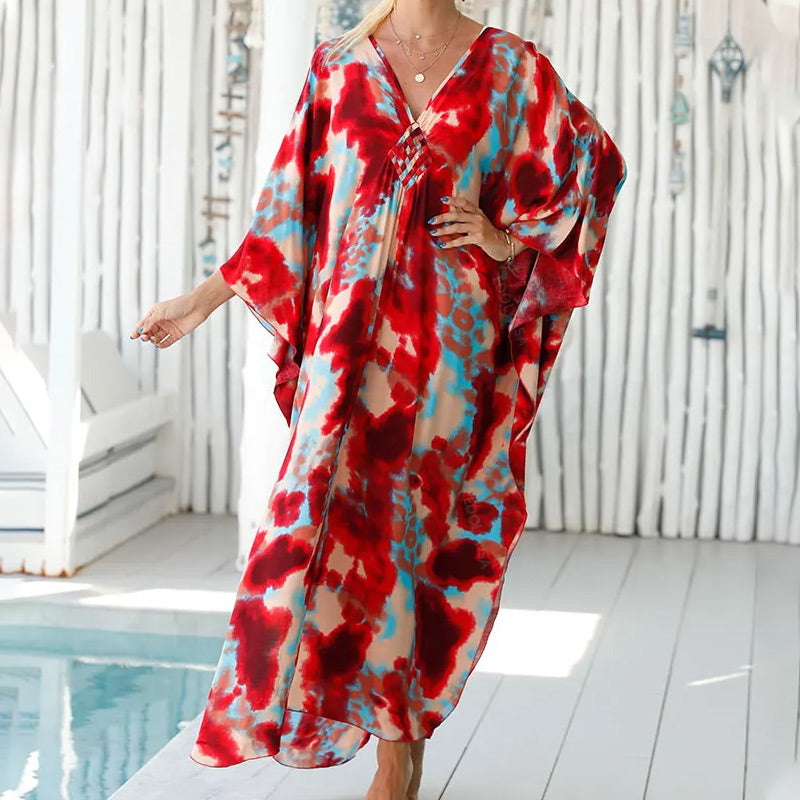 Casual Flowing V-Neck Long Swimsuit Cover Ups-9