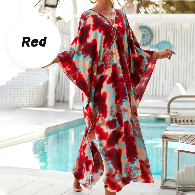 Casual Flowing V-Neck Long Swimsuit Cover Ups-12