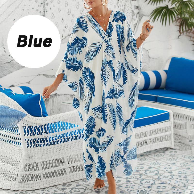 Casual Flowing V-Neck Long Swimsuit Cover Ups-13