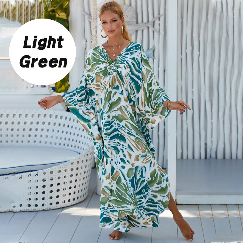Casual Flowing V-Neck Long Swimsuit Cover Ups-14