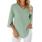 Women's Summer Short Sleeve V-Neck Top-7