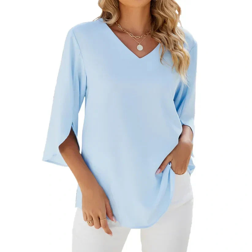 Women's Summer Short Sleeve V-Neck Top-10