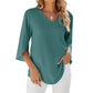 Women's Summer Short Sleeve V-Neck Top-11
