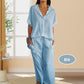 🔥HOT SALE 49% OFF🔥Women's two-piece V-neck shirt and trousers set-9