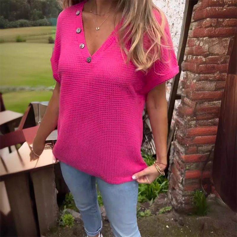 Women’s Stylish V-neck Short-sleeved Top-2