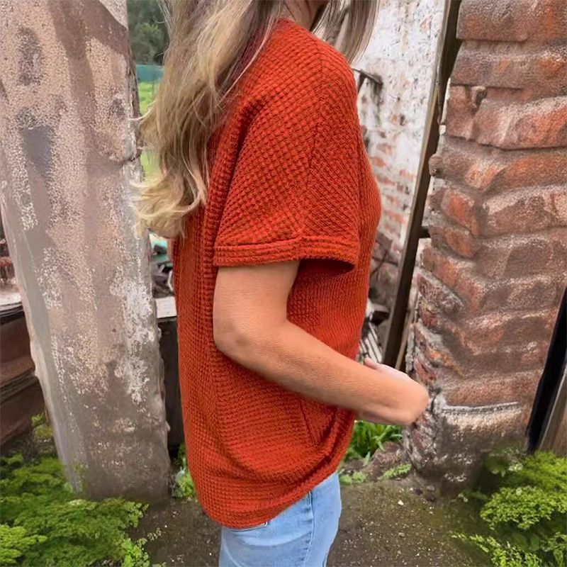 Women’s Stylish V-neck Short-sleeved Top-4