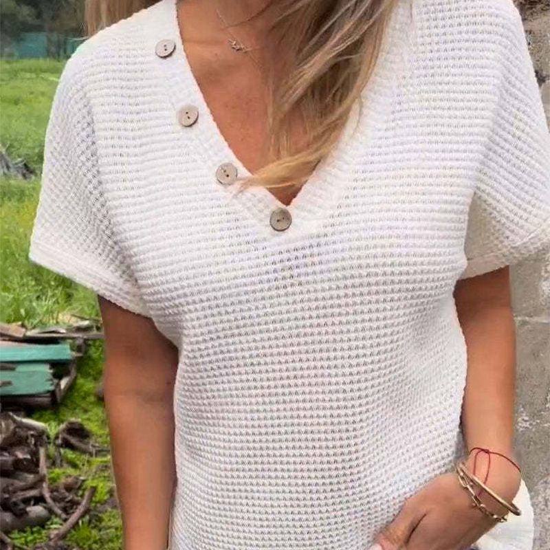 Women’s Stylish V-neck Short-sleeved Top-11