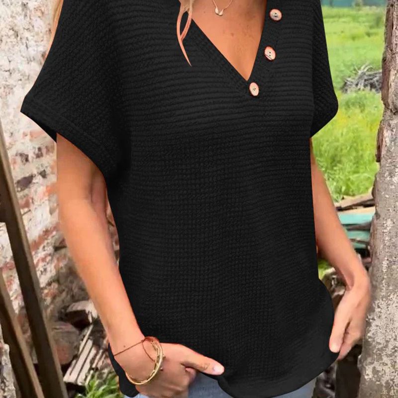 Women’s Stylish V-neck Short-sleeved Top-12