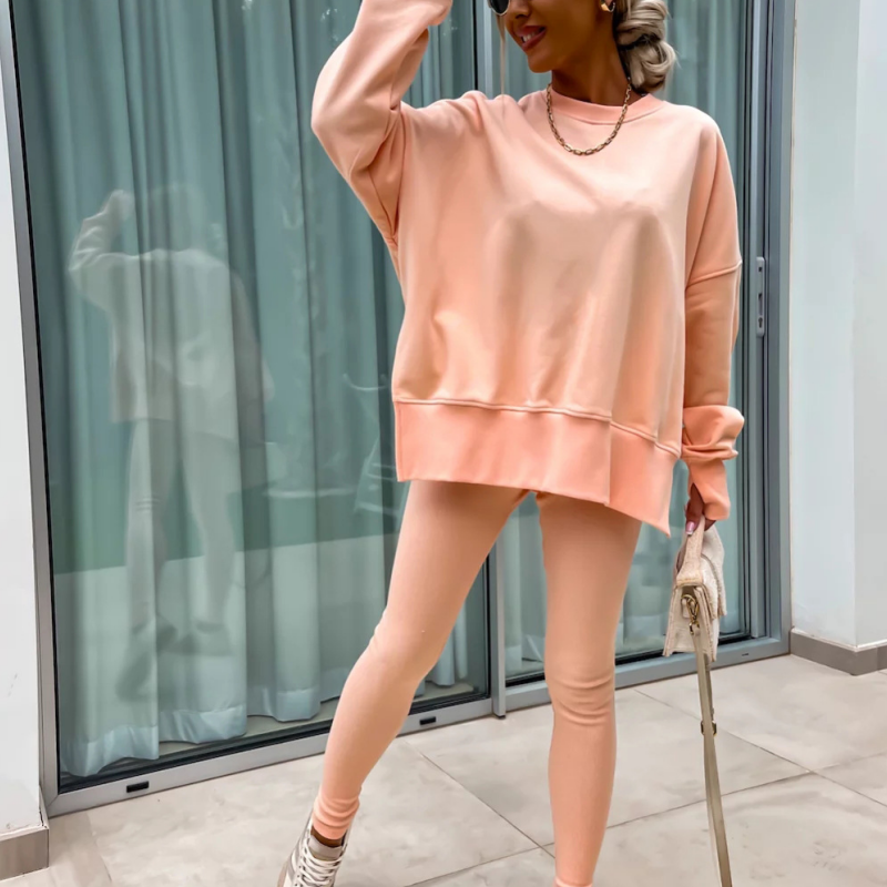 Women's Long Sleeve Printed Sweatshirt and Leggings 2-piece Set-1