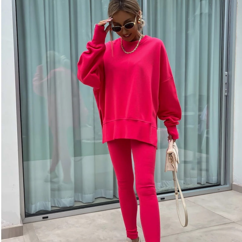 Women's Long Sleeve Printed Sweatshirt and Leggings 2-piece Set-3