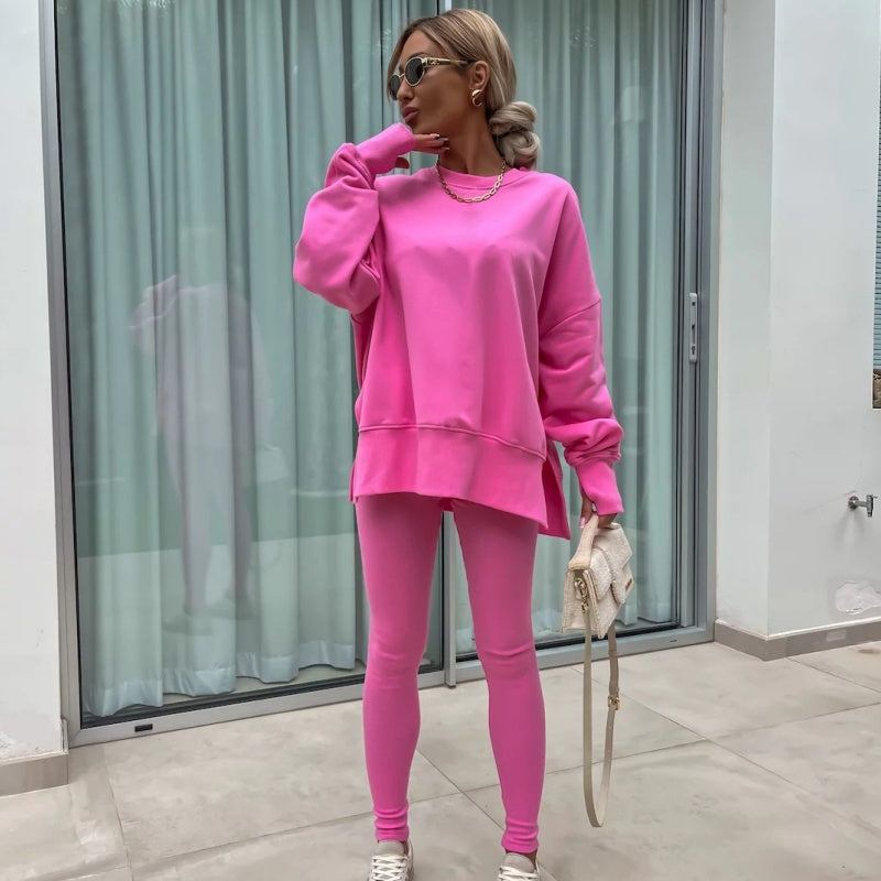 Women's Long Sleeve Printed Sweatshirt and Leggings 2-piece Set-5