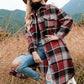 Women's Plaid Print Long Sleeve Warm Tweed Coat-3