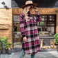 Women's Plaid Print Long Sleeve Warm Tweed Coat-14