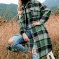 Women's Plaid Print Long Sleeve Warm Tweed Coat-16