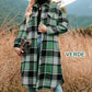 Women's Plaid Print Long Sleeve Warm Tweed Coat-19