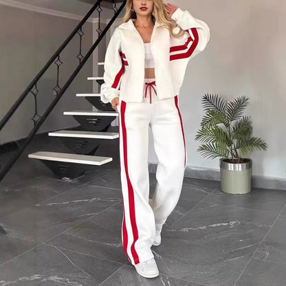 🎉  Early Bird Price🎁Women's Striped Zipper Jacket & Casual Pants 2-Piece Set