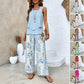 🔥Hot Sale 60% OFF🌺Women's Trendy Print 2 Piece Outfits Sleeveless Top & Pants