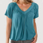 🏆Only £9.99 Last Day Promotion!🎁💖Women's Casual Pleated V-Neck Short-Sleeve Top