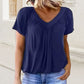 🏆Only £9.99 Last Day Promotion!🎁💖Women's Casual Pleated V-Neck Short-Sleeve Top