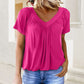 🏆Only £9.99 Last Day Promotion!🎁💖Women's Casual Pleated V-Neck Short-Sleeve Top