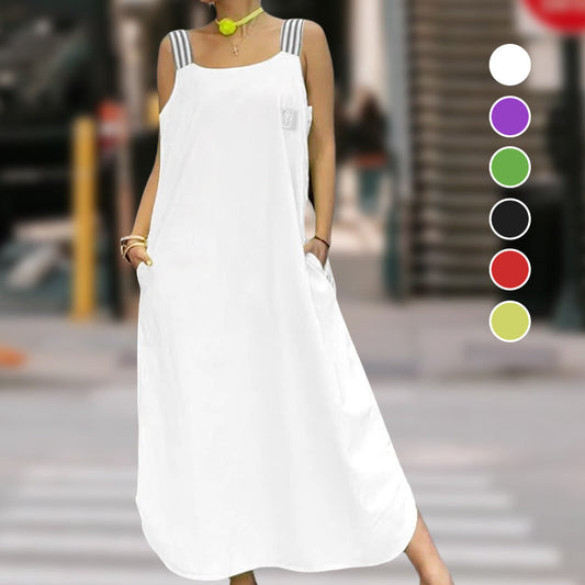 🌸🔥Mother's Day Hot Sale 60%-Wide Strap Maxi Dress with Pockets