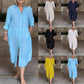 Women‘s Casual Loose Cotton Linen Long Shirt Dress