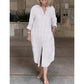 Women‘s Casual Loose Cotton Linen Long Shirt Dress