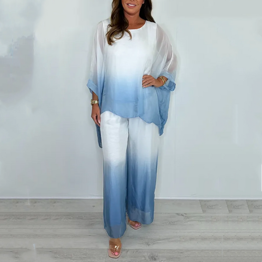 ⏰ Limited Time Offer – 50% Off! 🔥🎉Mesh Mix Dip Dye Loose Flowy Top & Trouser Set
