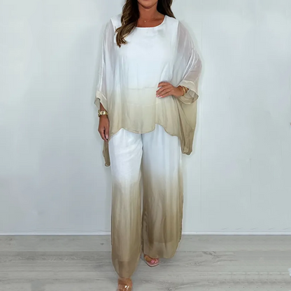 ⏰ Limited Time Offer – 50% Off! 🔥🎉Mesh Mix Dip Dye Loose Flowy Top & Trouser Set