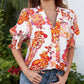 💥This Week's Special Price £12.99🎁☀️🌺Floral V-neck Puff Sleeve Blouse For Women