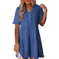💃2026 Summer Hot Sale 49% OFF🌈Women's V Neck Ruffle Casual A-Line Flowy Swing Shift Dress