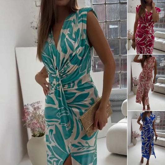 🔥LAST DAY SALE 60% OFF 🌸🌟2025 Sleeveless Print Slit Skirt ✨ Personality Print + Slit Design