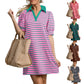 💕What should I wear tomorrow?💕Women's Casual V-Neck Striped Dress