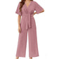 💖LAST DAY SALE 50% OFF💖✈️BUY 2 FREE SHIPPING✈️Women's Elegant V-Neck Wide Leg Waist Tie Jumpsuit