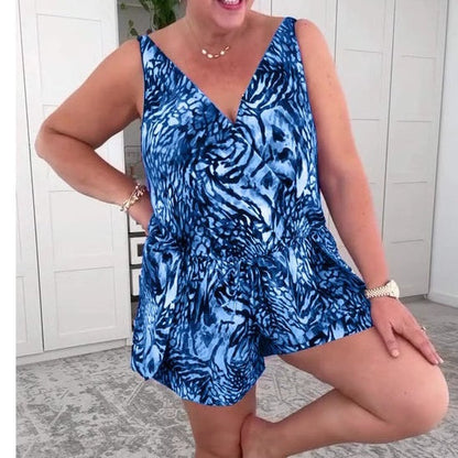 🔥Last Day Special Price £10.99!!💥-🩱Sleeveless V-Neck Printed Swimsuit