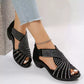 🔥Last Day Promotion 60% OFF-Women's Retro Open Toe Thick Heel Sandals
