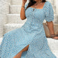 Short Sleeve Split Floral Print Dress