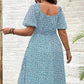 Short Sleeve Split Floral Print Dress